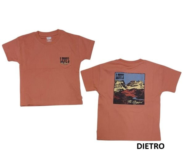 T-SHIRT BAMBINO LEVI'S MEZZA MANICA, GIROCOLLO, CIOCCOLATO 100% COTONE MODELLO 8EM301
