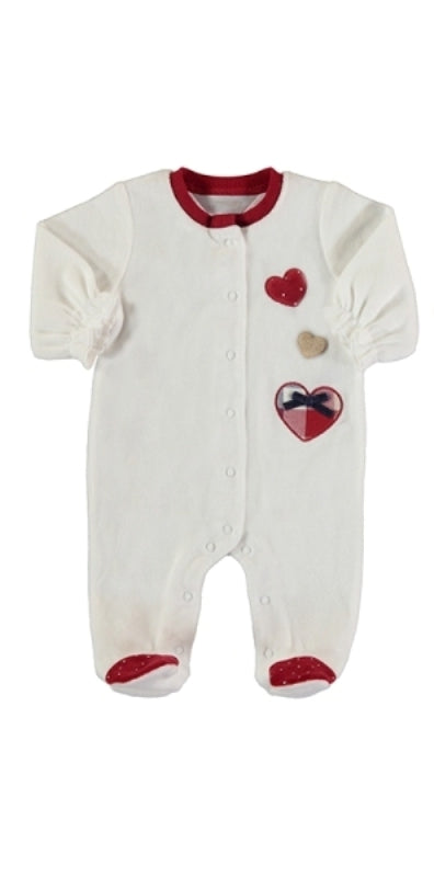 NEW COLLECTION
TUTINA NEONATA MAYORAL LATTE E ROSSA IN CINIGLIA CON BOTTONI A CHIUSURA DAVANTI  2613