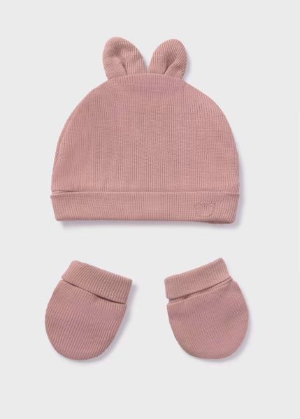 NUOVO ARRIVO
CAPPELLO E MANOPOLINE MAYORAL NEONATA IN COTONE ROSA MALVA
19340