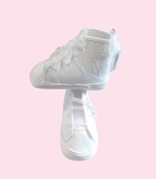 NUOVO ARRIVO
SCARPINE NEONATA AMBARABA' MODELLO CONVERSE IN PIZZO ED ECO PELLE BIANCA SF3839
