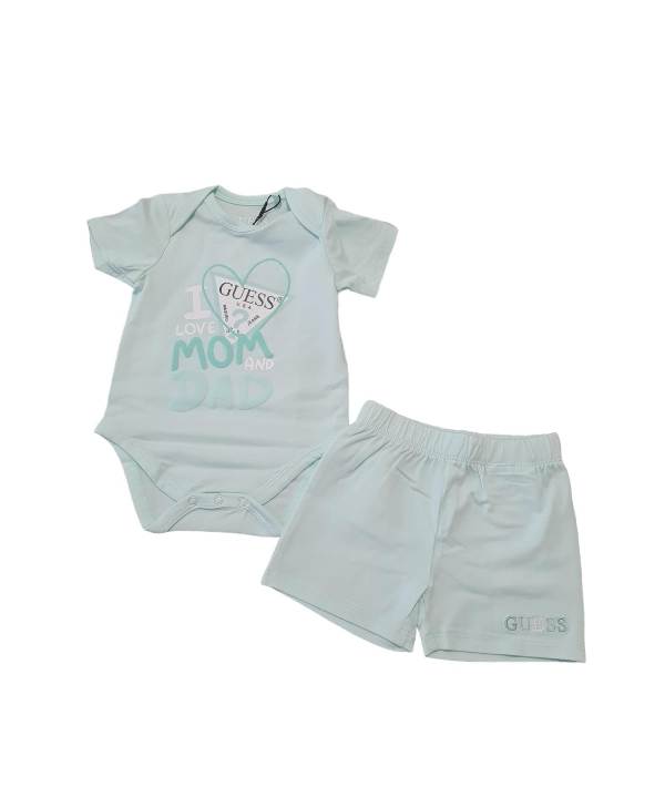 COORDINATO GUESS NEONATO E NEONATA VERDE ACQUA 3/6 MESI 
H4GW07K6YW1
