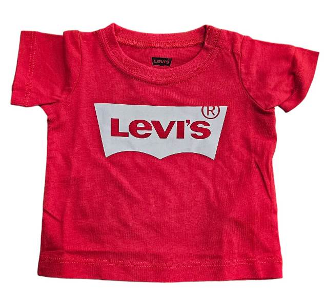 T-SHIRT NEONATO LEVI'S MEZZA MANICA, GIROCOLLO, ROSSA 100% COTONE MODELLO 6E8157