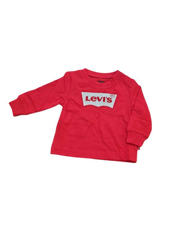 T-SHIRT  NEONATO  LEVI'S ROSSA MANICA LUNGA, GIROCOLLO 100% COTONE MODELLO 6E8646