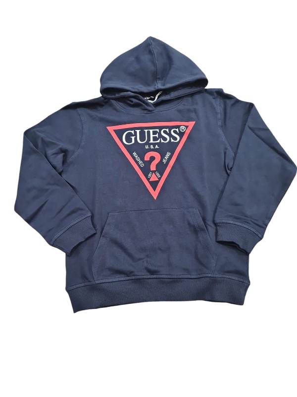 FELPA GUESS UNISEX RAGAZZO E RAGAZZA BLU CON LOGO E CAPPUCCIO L92Q09KAUG0 
100% COTONE