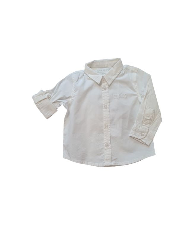 NUOVO ARRIVO 
CAMICIA GUESS BAMBINO COLLO ALL'ITALIANA BIANCA N3YH04WE5W0 
97% COTONE 3% ELASTANO