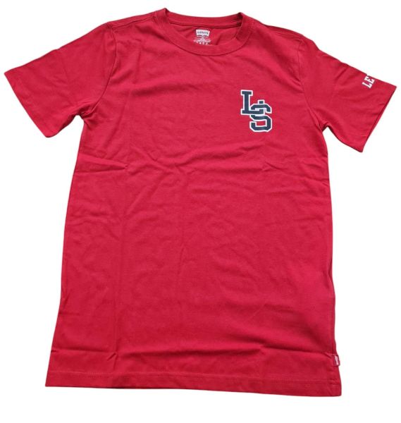 T-SHIRT BAMBINO LEVI'S MEZZA MANICA,GIROCOLLO,ROSSA ,100% COTONE MODELLO 8EL402