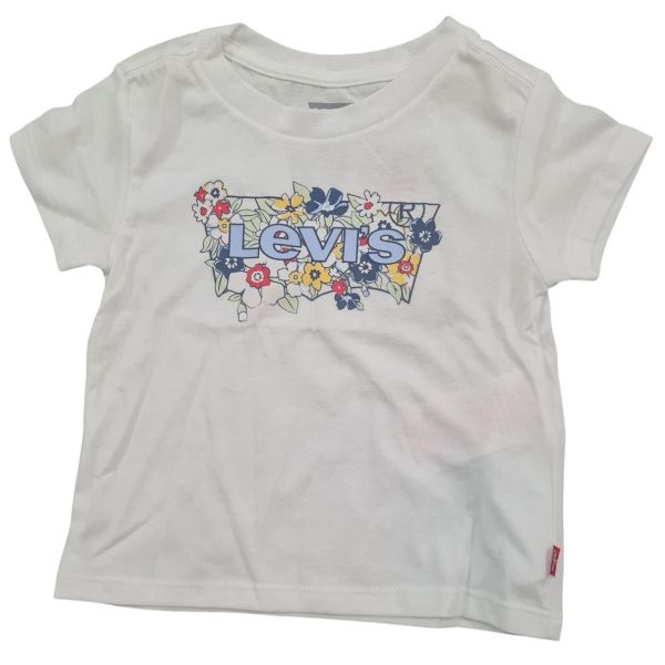 T-SHIRT LEVI'S BAMBINA MEZZA MANICA, BIANCA,GIROCOLLO 100% COTONE, MODELLO 3M162