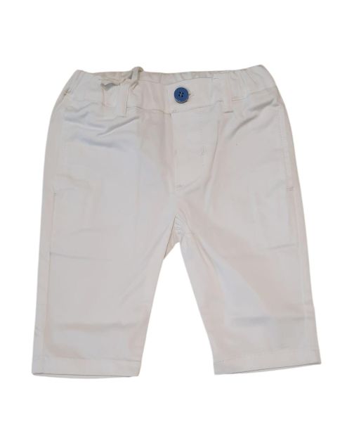 PANTALONE NEONATO MINIBANDA IN COTONE BIANCO CON BOTTONE AVION 
3B616