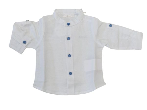 CAMICIA NEONATO MINIBANDA IN LINO BIANCO CON BOTTONI COLORATI AVION COLLO ALLA COREANA
3B603