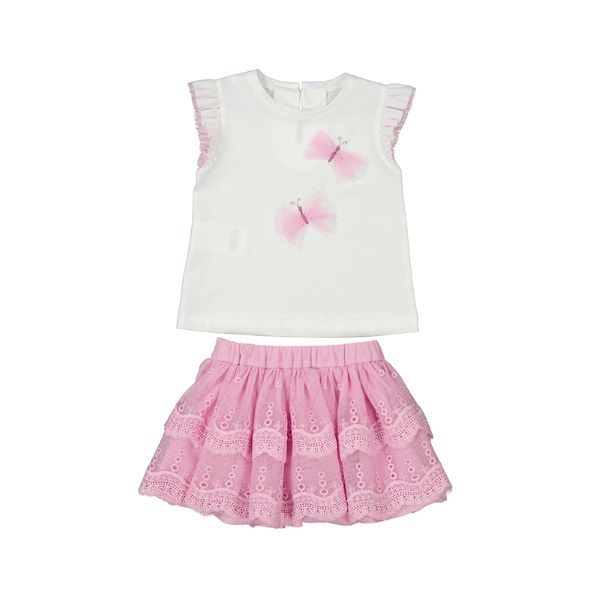 NUOVO ARRIVO
COORDINATO NEONATA BIANCO E MALVA CON GONNA MAYORAL
1929