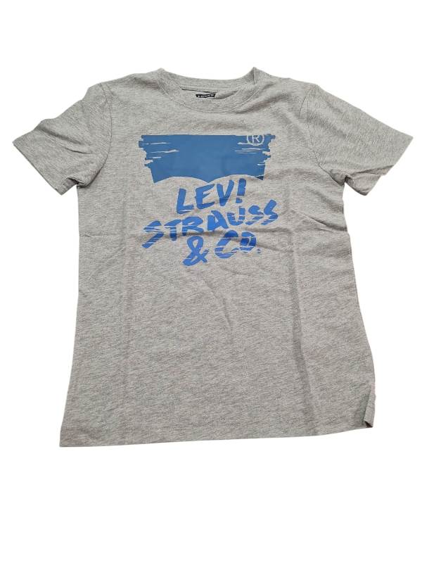 T-SHIRT LEVI'S RAGAZZO GRIGIA CON STAMPA BLU MEZZA MANICA,GIROCOLLO 100% COTONE MODELLO 9EF703