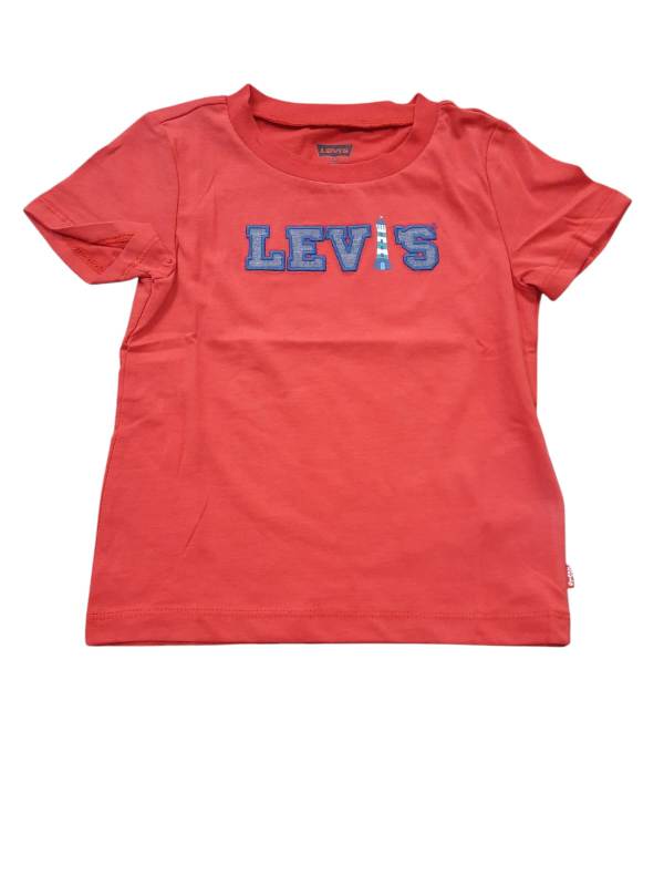 T-SHIRT LEVI'S NEONATO MEZZA MANICA, GIROCOLLO, ROSSA 100% COTONE MODELLO 6EM317