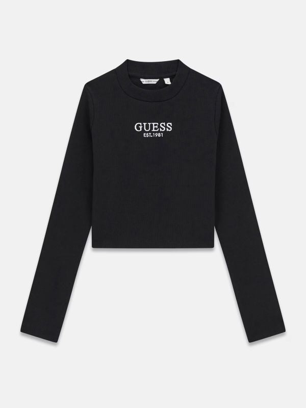 NEW COLLECTION 
T-SHIRT STRETCH RIB CROP TOP GUESS NERA RAGAZZA 
J4YI49KBZP4