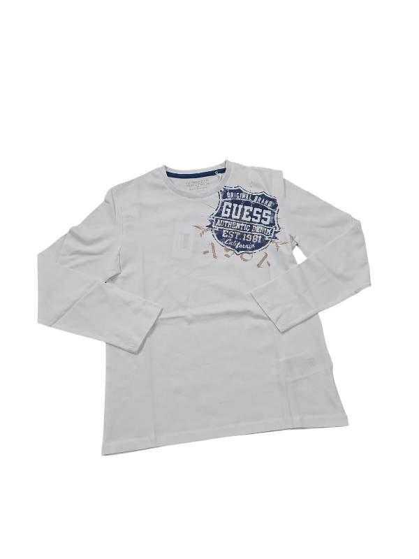 NEW COLLECTION
T-SHIRT GUESS RAGAZZO MANICA LUNGA BIANCA E BLU 
L5YI16K8HM4