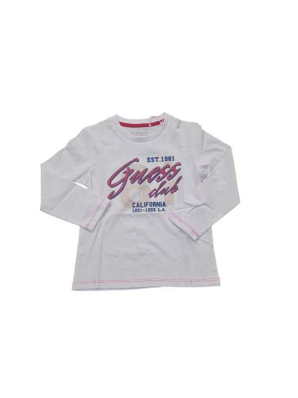 NEW  COLLECTION 
T-SHIRT MANICA LUNGA GUESS BAMBINO BIANCA CON CON LOGO ROSSO
N5YI15K8HM4