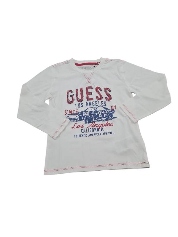NEW  COLLECTION 
T-SHIRT MANICA LUNGA GUESS BAMBINO BIANCA CON FANTASIA MACCHINA 
N5YI18K8HM0