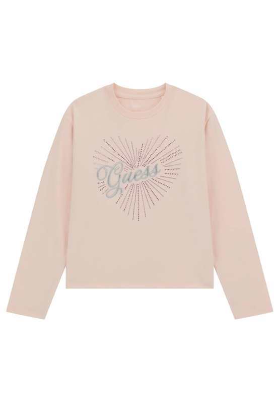 NEW COLLECTION
T-SHIRT MODELLO CROP TOP ROSA ANTICO GUESS CON STRASS RAGAZZA 
J5BI35J1314