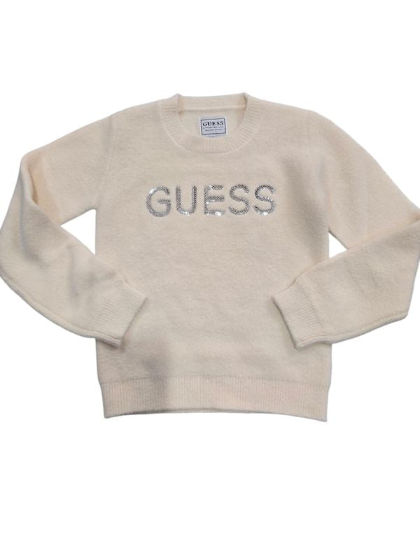 NEW  COLLECTION 
MAGLIONE MANICA LUNGA GUESS BAMBINA PANNA E ARGENTO
K5BR00Z3220