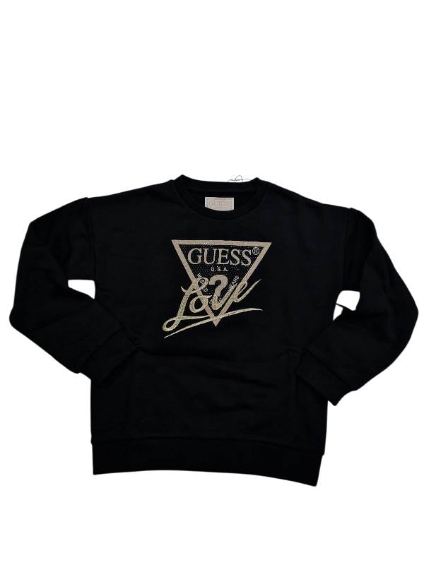 NEW  COLLECTION 
FELPA NERA CON STAMPA E RICAMO ORO GUESS RAGAZZA
J5BQ04KAV34