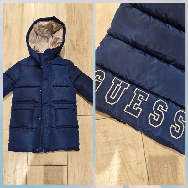 NEW  COLLECTION 
GIUBBOTTO GUESS BAMBINO 
BLU NAVY E BISCOTTO LUNGO MODELLO CAPPOTTO IMPERMEABILE
N5BL02WB240