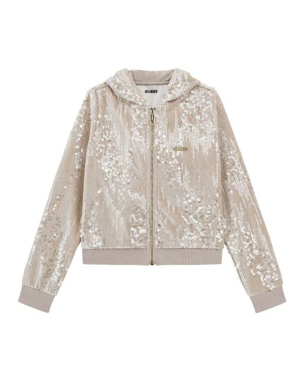 NEW COLLECTION 
FELPA CON ZIP GUESS RAGAZZA ROSA CON STRASS 
J5BQ24K1922