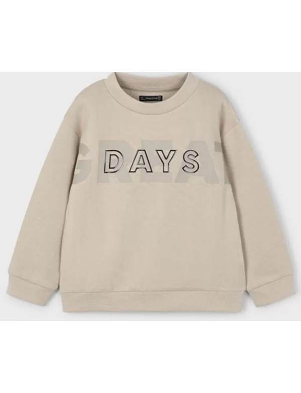 NEW  COLLECTION 
FELPA MAYORAL BAMBINO BEIGE CON SCRITTA DAYS 
4406