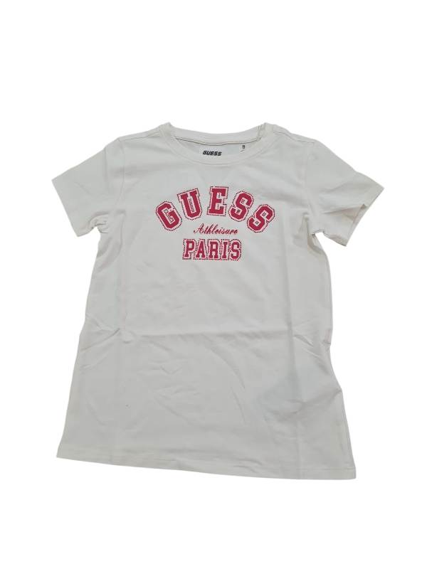 NUOVO ARRIVO
T-SHIRT GUESS RAGAZZA BIANCA CON SCRITTA ROSSA 
J6RI41J1314