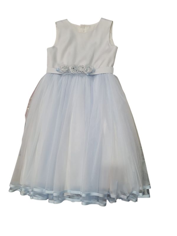 NUOVO ARRIVO 
ABITO COMUNIONE RAGAZZA BELLA BRILLI CON CORPETTO IN RAZO  E GONNA IN TULLE NEL COLORE AZZURRO
BB2648