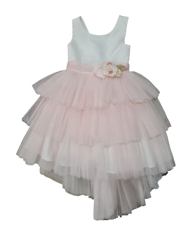 NUOVO ARRIVO 
ABITO COMUNIONE RAGAZZA BELLA BRILLI CON CORPETTO IN RAZO  E GONNA IN TULLE NEL COLOR ROSA ANTICO 
BB2624
