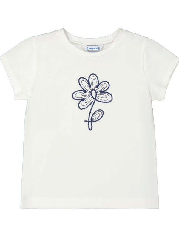 NUOVO ARRIVO
T-SHIRT MAYORAL BAMBINA NEL COLORE LATTE CON RICAMO BLU 174