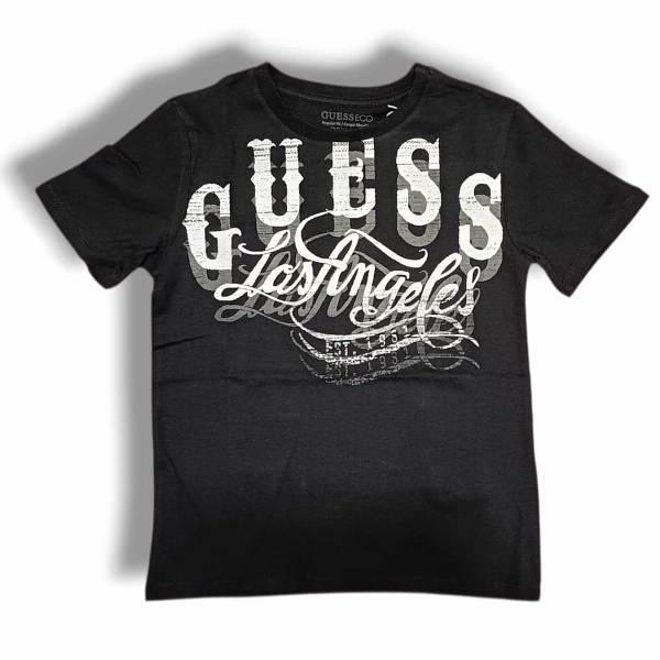 NUOVO ARRIVO 
T-SHIRT GUESS RAGAZZO NERA CON LOGO GESSATO BIANCO 
L6GI13K8HM4