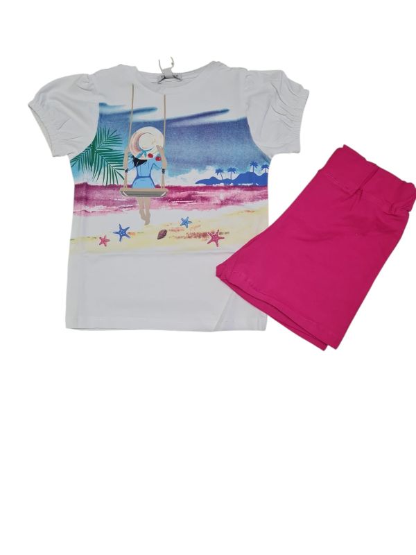 NUOVO ARRIVO
COORDINATO YOUR'S BAMBINA FUXIA E BIANCO CON STAMPA MARE BY8624