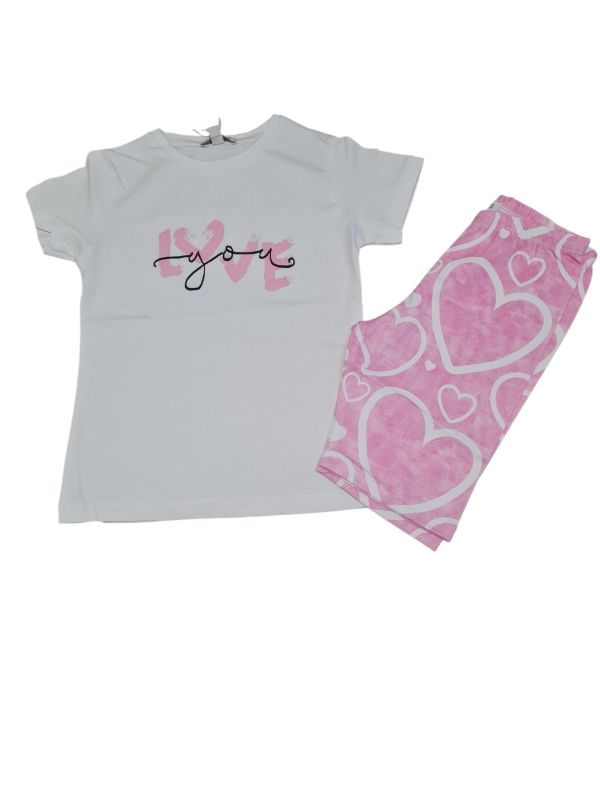 NUOVO ARRIVO
COORDINATO YOUR'S BAMBINA BIANCO E ROSA STAMPATO 
BY8609