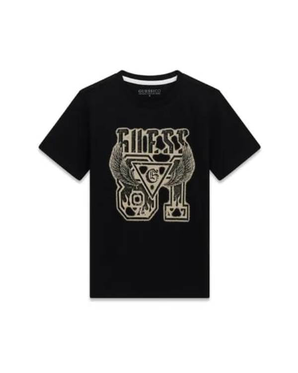 NUOVO ARRIVO
T-SHIRT GUESS RAGAZZO NERA CON FANTASIA BEIGE 
L6RI01K8HM4