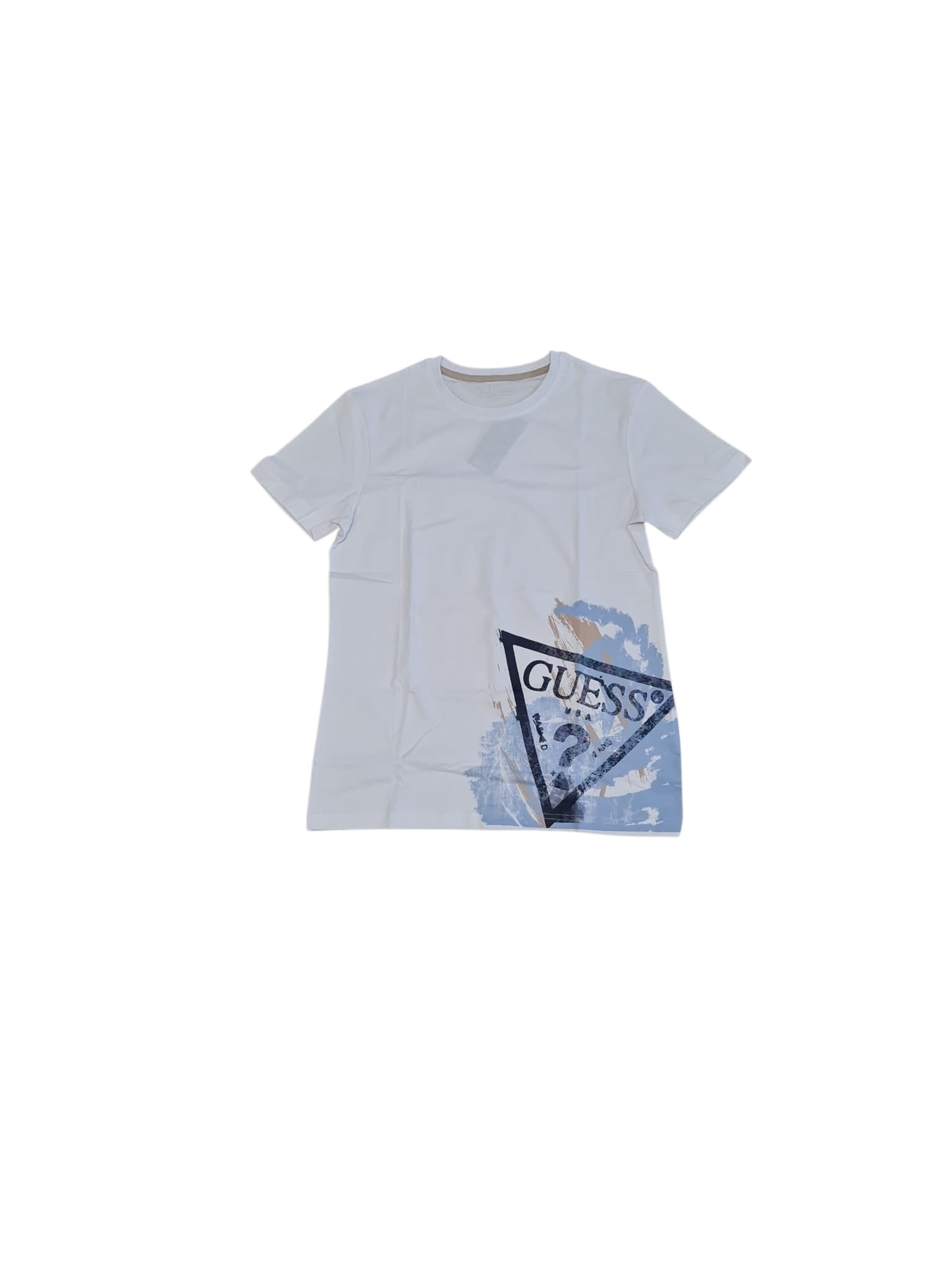 NUOVO ARRIVO
T-SHIRT GUESS RAGAZZO BIANCA CON LOGO AZZURRO E BEIGE 
L6RI14K8HM4