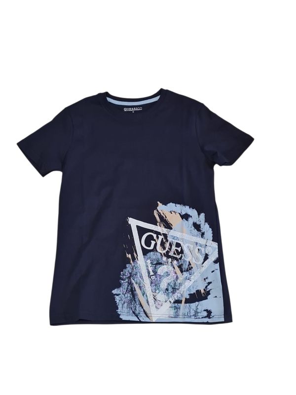 NUOVO ARRIVO
T-SHIRT GUESS RAGAZZO BLU CON LOGO AZZURRO E BEIGE 
L6RI14K8HM4