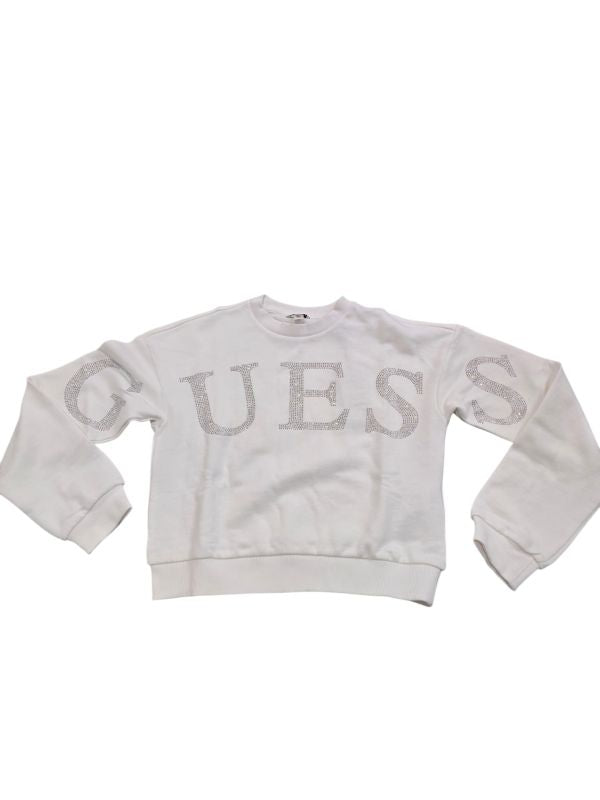 NUOVO ARRIVO
FELPA GUESS RAGAZZA BIANCA LOGO GLITTERATO,GIROCOLLO MANICA LUNGA 
J6RQ10KAD74