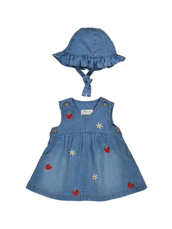 NUOVO ARRIVO
ABITO SCAMICIATO E CAPPELLO MAYORAL NEONATA IN DENIM E RICAMI 1816