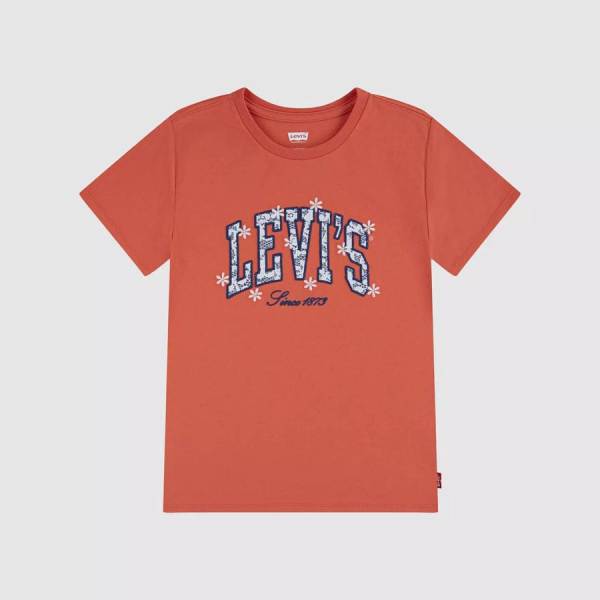 NUOVO ARRIVO
T-SHIRT LEVI'S BAMBINA CORALLO CON SCRITTA LAVORATA 
3EP571