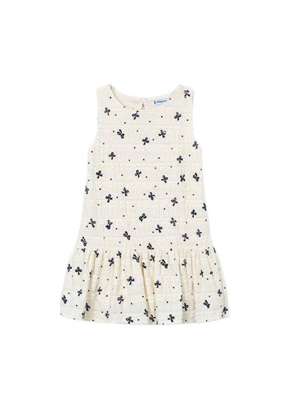 NUOVO ARRIVO
ABITO BAMBINA MAYORAL CON RIFINITURE IN PIZZO LATTE A FANTASIA BLU 3945