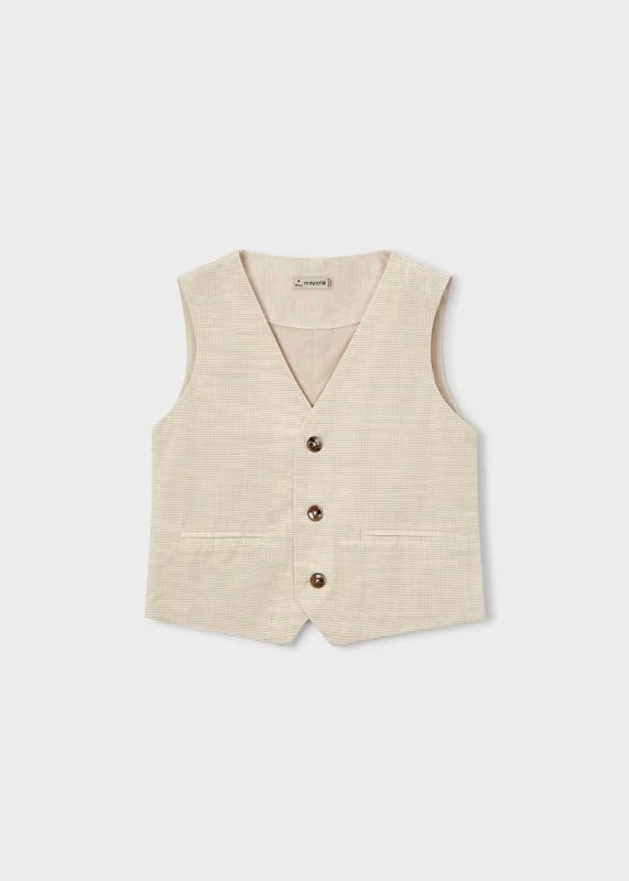 NUOVO ARRIVO 
GILET MAYORAL BAMBINO IN LINO A QUADRI BEIGE
3379
