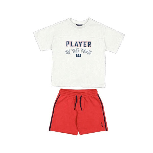 NUOVO ARRIVO 
COORDINATO MAYORAL BAMBINO IN COTONE BIANCO E ROSSO
3608