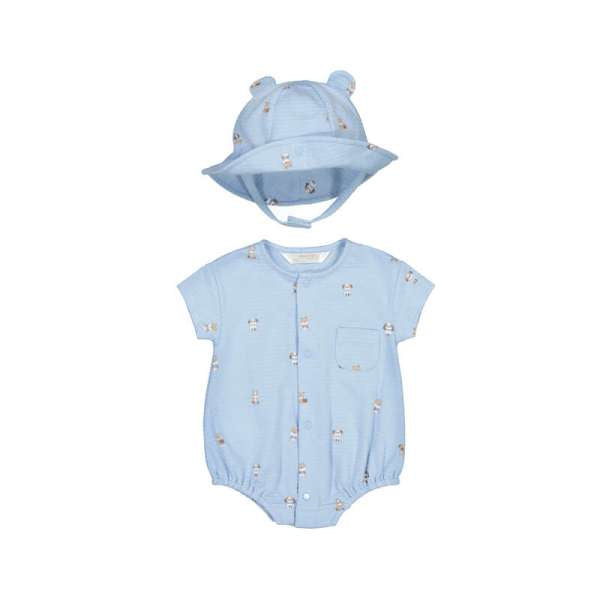 NUOVO ARRIVO
PAGLIACCETTO E CAPPELLO MAYORAL NEONATO A RIGHINE CELESTE CIELO 1606
