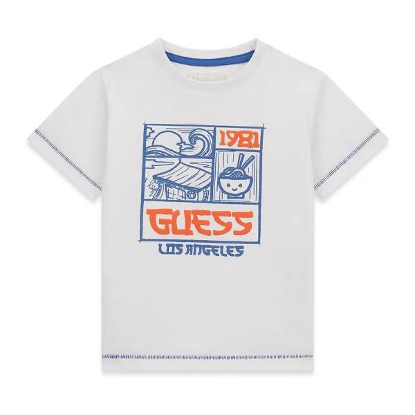 NUOVO ARRIVO
T-SHIRT GUESS BAMBINO BIANCA CON CON DETTAGLI BLU E LOGO ARANCIONE
N6GI17K8HM4