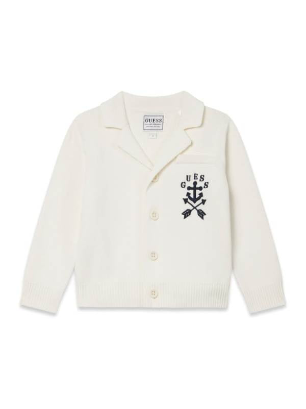 NUOVO ARRIVO
CARDIGAN GUESS BAMBINO NEL COLORE BURRO CON LOGO RICAMATO SUL BLU
N6RR02Z3KO1