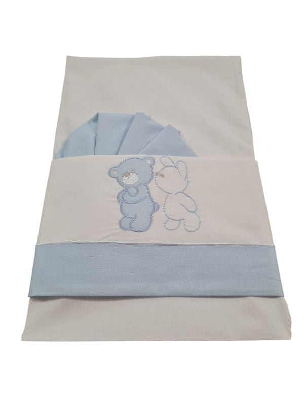 NUOVO ARRIVO
LENZUOLA NEONATO MELBY SET DA 3 PEZZI DA CARROZZINA IN COTONE BIANCO E CELESTE 26T5330