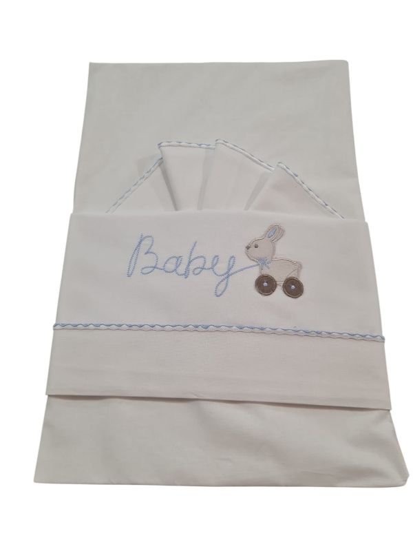 NUOVO ARRIVO
LENZUOLA NEONATO MELBY SET DA 3 PEZZI DA CARROZZINA IN COTONE BIANCO E CELESTE 25T0120