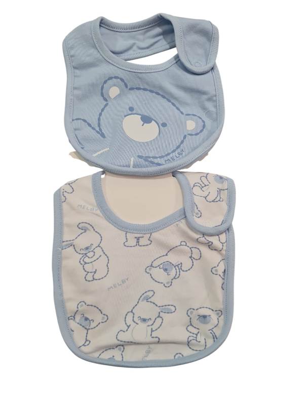 NUOVO ARRIVO
SET DI BAVAGLINI DA 2 PEZZI NEONATO MELBY IN COTONE CELESTE A FANTASIA 26S5300