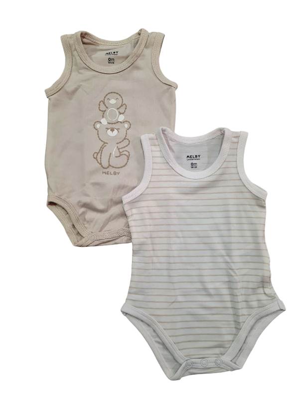 NUOVO ARRIVO
SET DI BODY A CANOTTA DA 2 PEZZI NEONATO MELBY IN COTONE BEIGE E LATTE 86X5050