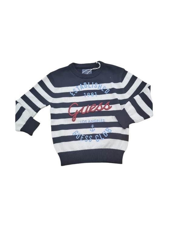 NUOVO ARRIVO
MAGLIONE GUESS BAMBINO IN FILO DI COTONE A RIGHE BLU 
N6RR03Z3IT1